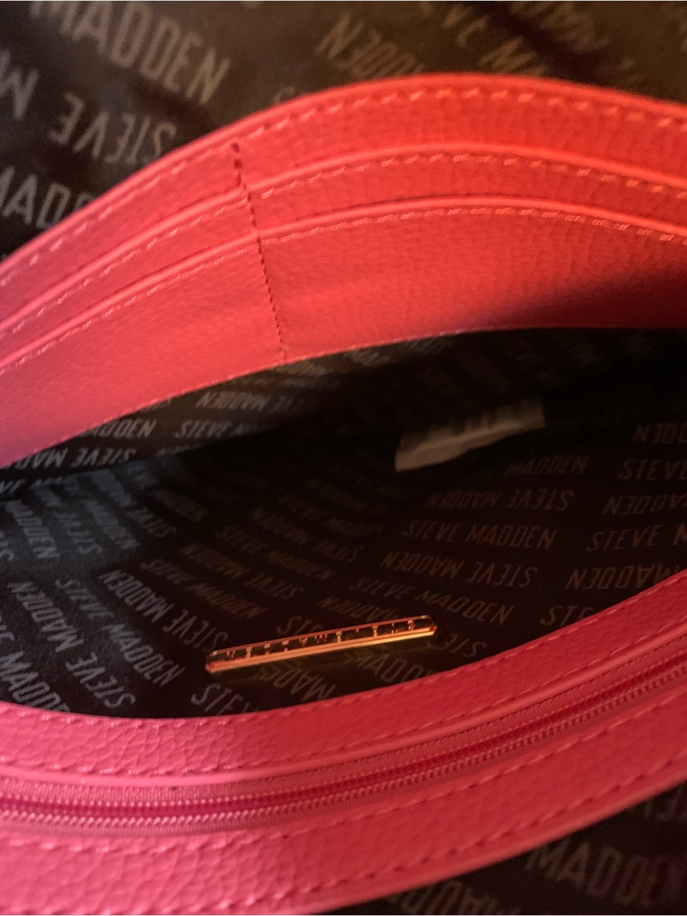 Steve Madden Raspberry Pink Logo-Embossed Clutch - Picture 4 of 6